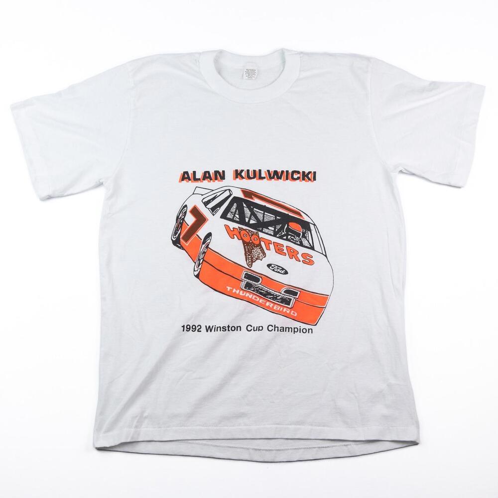 Vintage 1992 Alan Kulwicki Hooters NASCAR T Shirt Mens L Winston Cup Champion